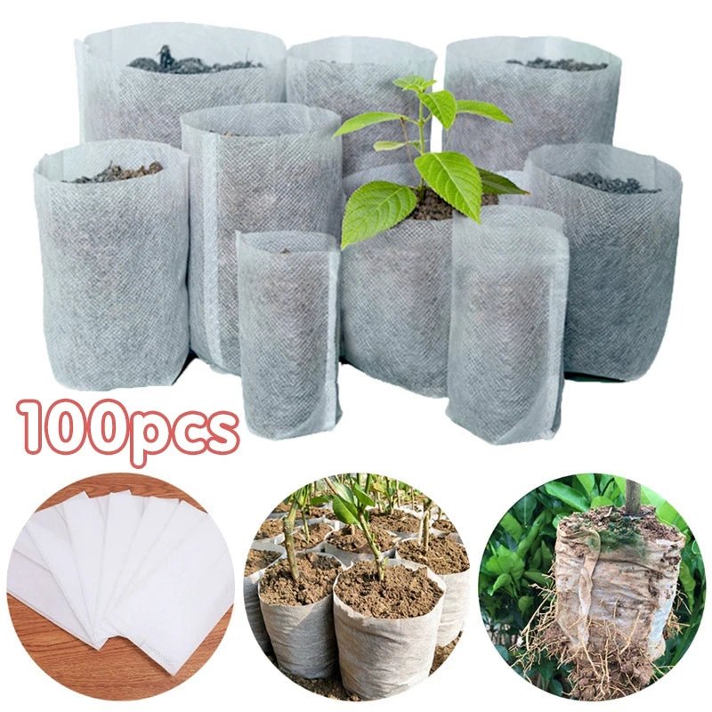 100pcs Pots de Semis en Tissu Non-tissé Biodégradables - Sacs de Culture pour Plantes de Jardin - Plante-pousse-plus
