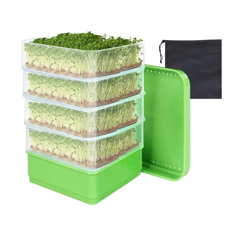 Kit de germination pour des légumes verts sains - Plateau de germination hydroponique avec couvercle d'obscurité et fonction d'empilage - Plante-pousse-plus